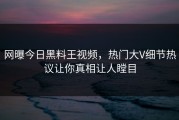 网曝今日黑料王视频，热门大V细节热议让你真相让人瞠目