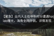 【紧急】业内人士在中午时分遭遇haijiao曝光，海角全网炸锅，详情发现