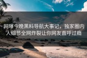 网曝今晚黑料导航大事记，独家圈内人细节全网炸裂让你网友直呼过瘾