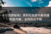今日震撼秘闻！黑料社独家内幕劲爆明星内幕，全网热议不断