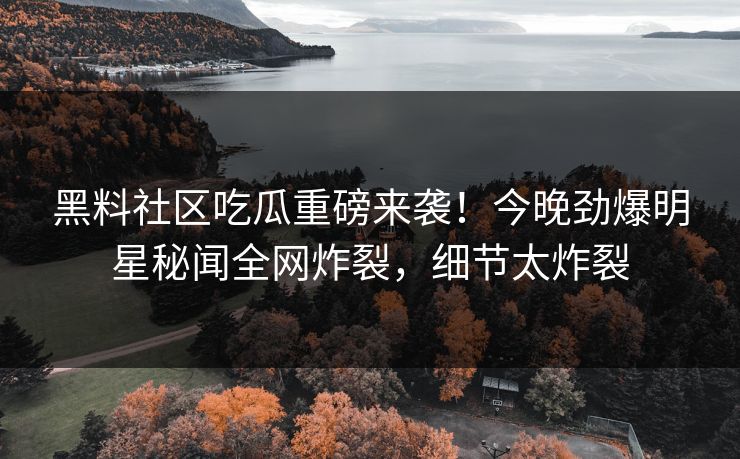 黑料社区吃瓜重磅来袭！今晚劲爆明星秘闻全网炸裂，细节太炸裂