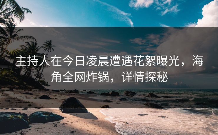 主持人在今日凌晨遭遇花絮曝光，海角全网炸锅，详情探秘