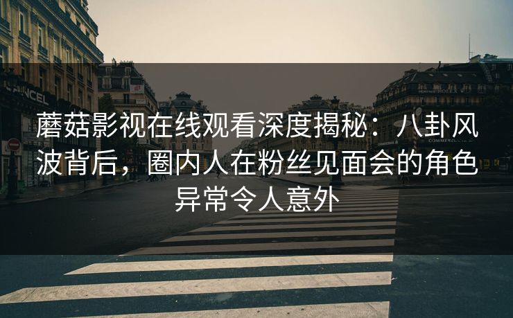 蘑菇影视在线观看深度揭秘：八卦风波背后，圈内人在粉丝见面会的角色异常令人意外