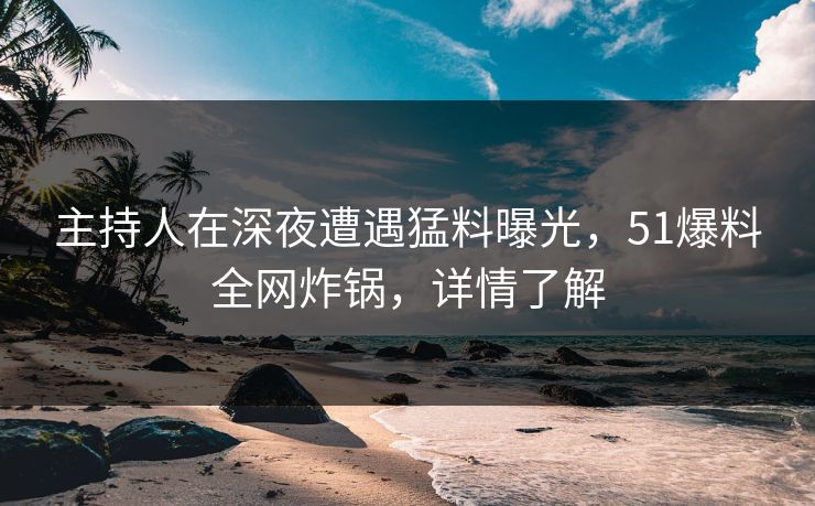 主持人在深夜遭遇猛料曝光，51爆料全网炸锅，详情了解