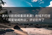 黑料导航视频重磅来袭！在线不打烊明星秘闻热议，评论区炸了