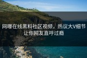 网曝在线黑料社区视频，热议大V细节让你网友直呼过瘾