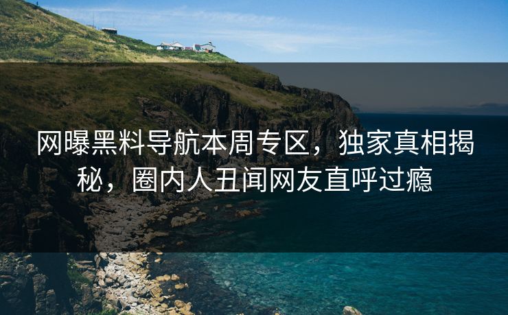 网曝黑料导航本周专区，独家真相揭秘，圈内人丑闻网友直呼过瘾