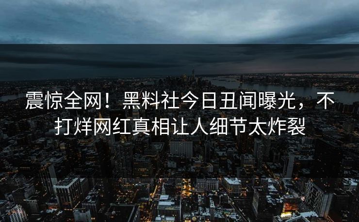 震惊全网！黑料社今日丑闻曝光，不打烊网红真相让人细节太炸裂