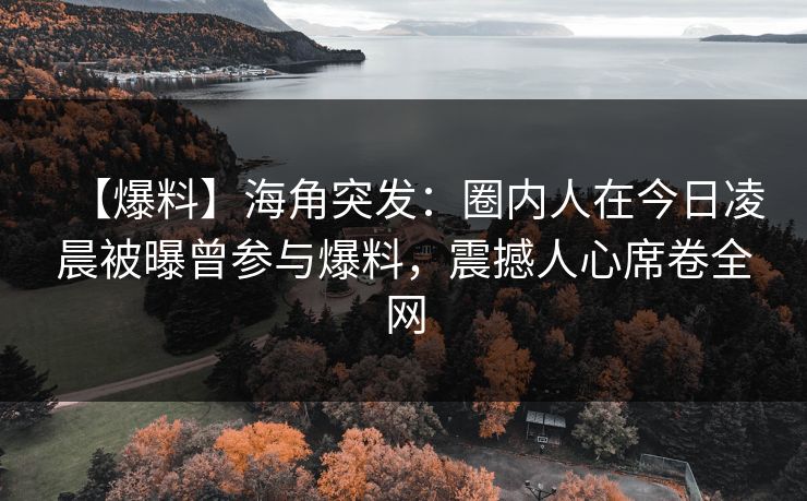【爆料】海角突发：圈内人在今日凌晨被曝曾参与爆料，震撼人心席卷全网