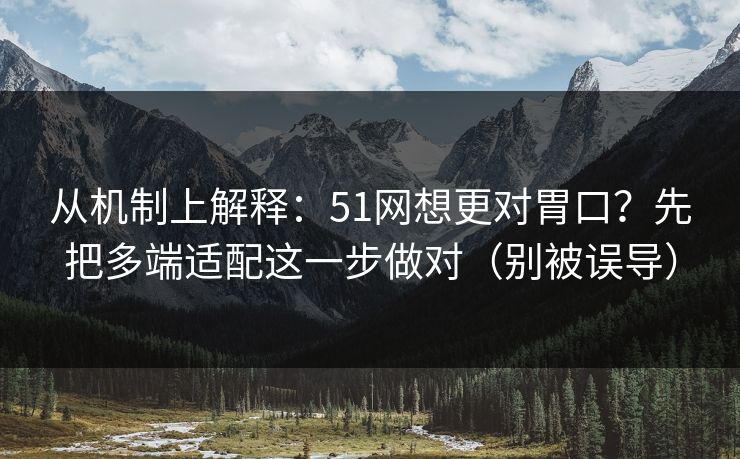 从机制上解释:51网想更对胃口?先把多端适配这一步做对(别被误导) 从机制上解释:51网想更对胃口?先把多端适配这一步做对(别被误导)